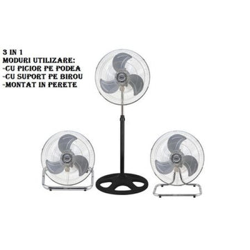 Ventilator cu Picior, 3 in 1, Oscilant, Putere 55 W, 3 x Viteze