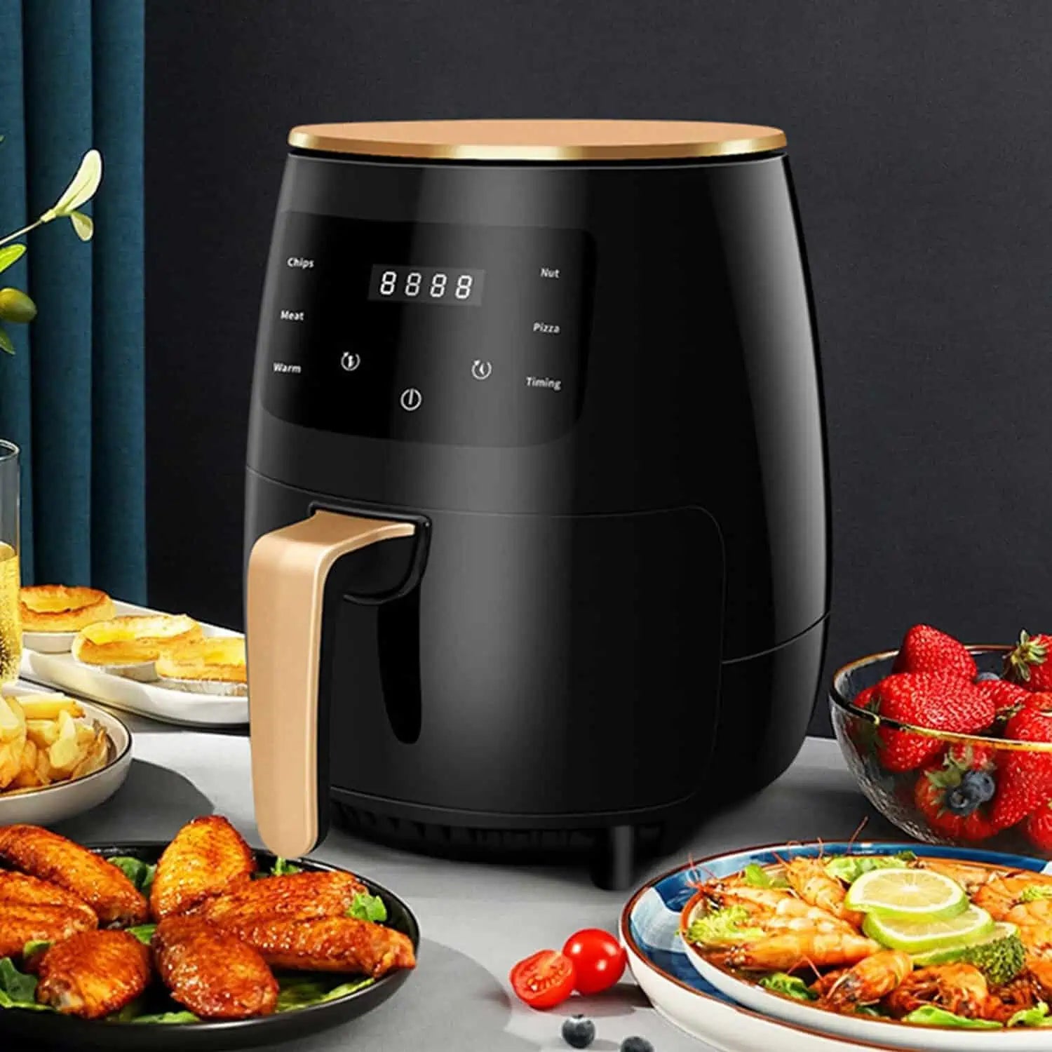 Friteuza Cu Aer Cald 6L, Air Fryer 2400W Functie De Coacere, Prajire F