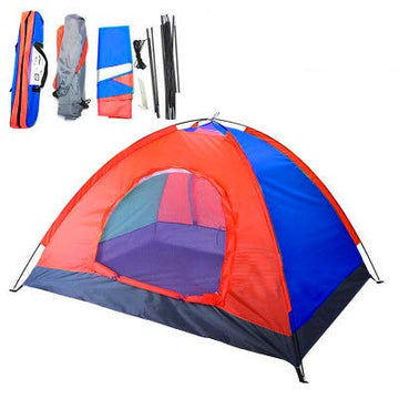 Cort camping 2-6 persoane cu plasa pentru insecte rosu/albastru