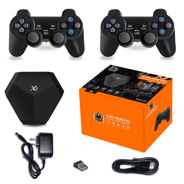 Consola jocuri retro X6 Full HD, 2 controllere wireless 2.4G, HDMI, 15000 jocuri, 9 emulatoare