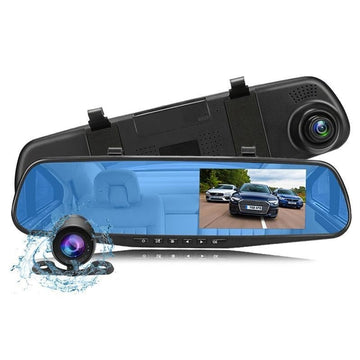 Oglinda retrovizoare 4.5 inch cu camera HD 1080P, DVR auto, cu microfon si difuzor incorporate + camera suplimentara marsarier