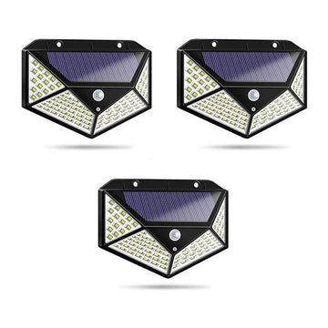 Set 3 x Lampa 100 LED cu panou solar, senzor de miscare