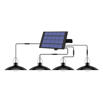 Set panou solar cu 4 becuri LED cu aplica, telecomanda, 50W